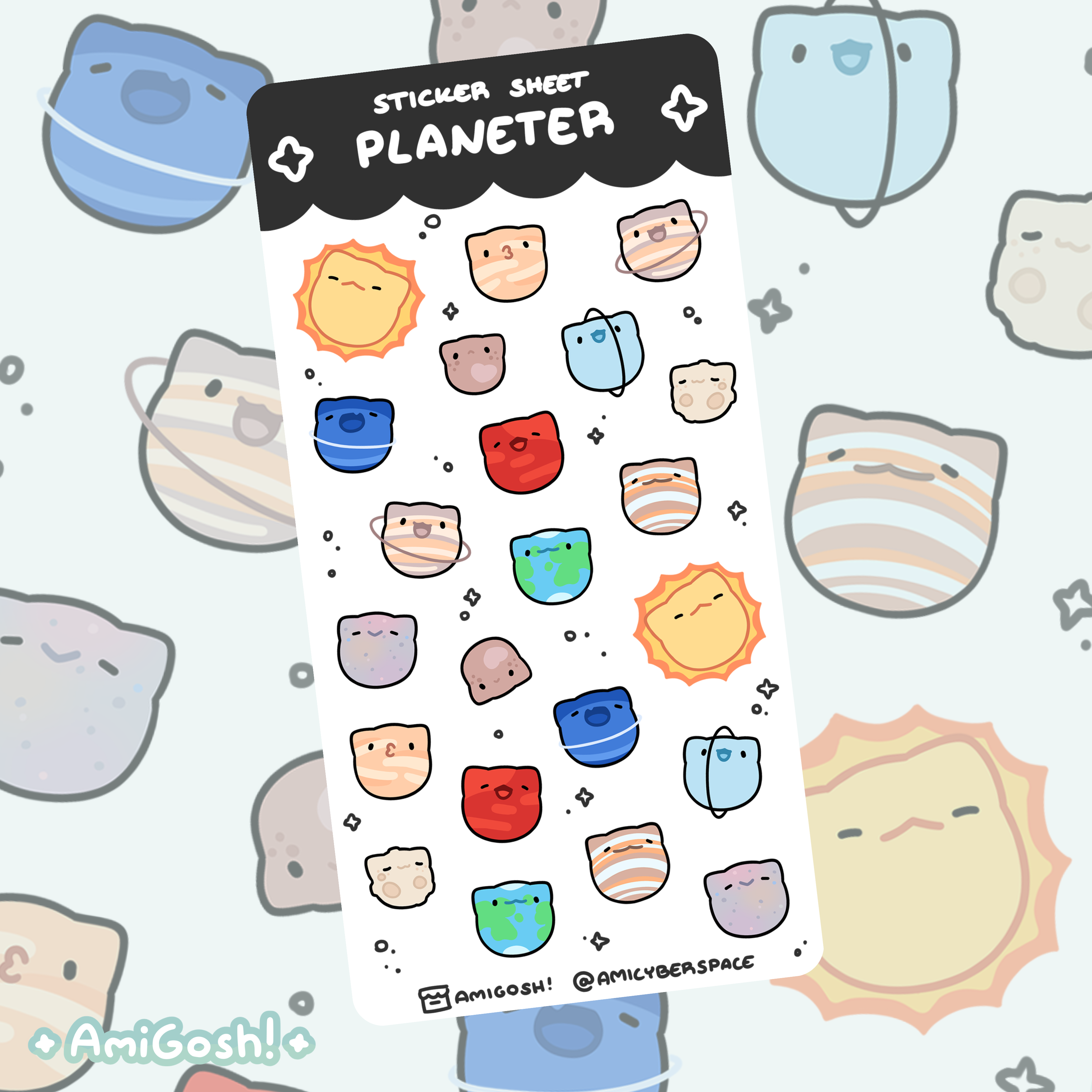 〖 Planet Cats 〗Planets Sticker Sheet