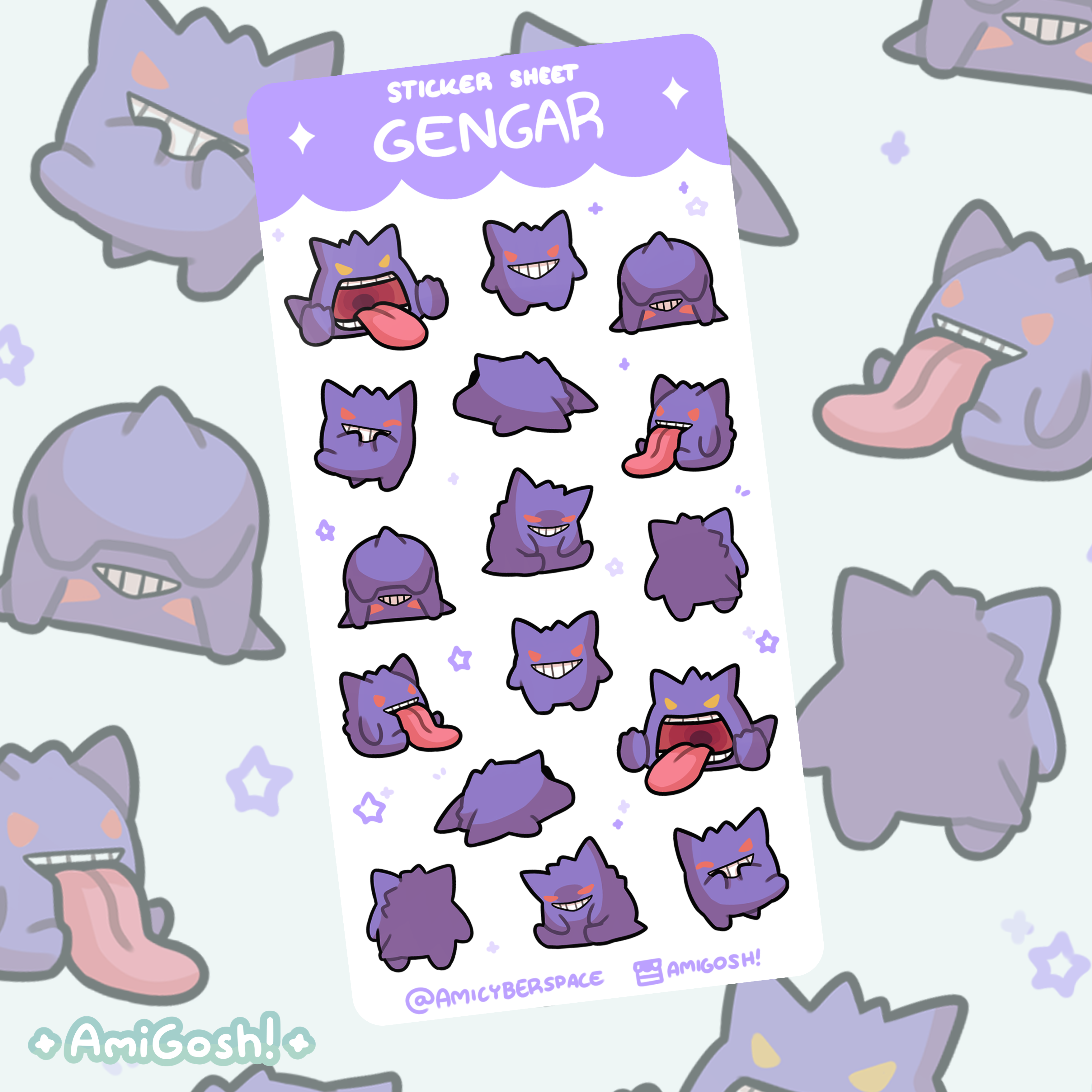 〖 Pokemon 〗Gengar Sticker Sheet