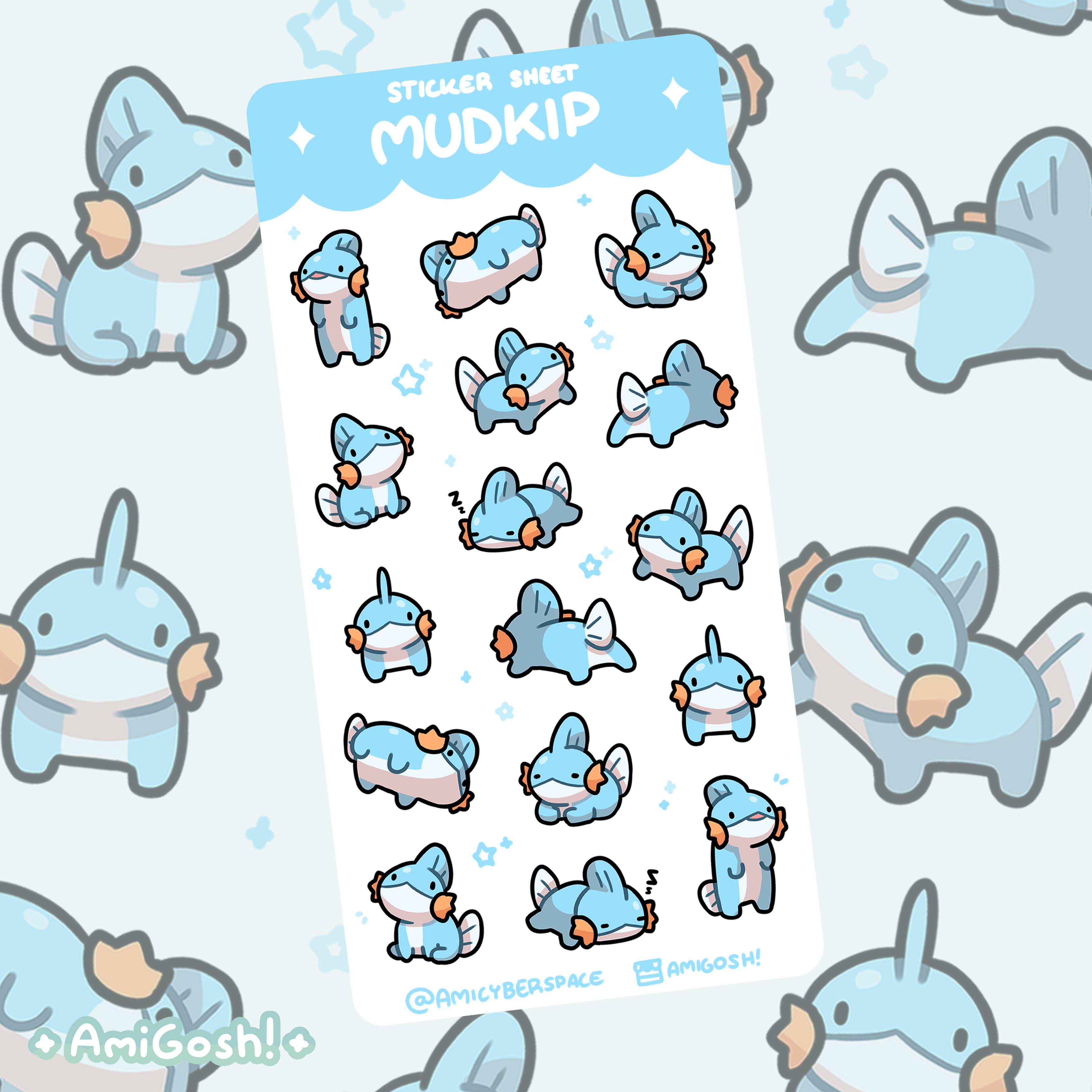 〖 Pokemon 〗Mudkip Sticker Sheet