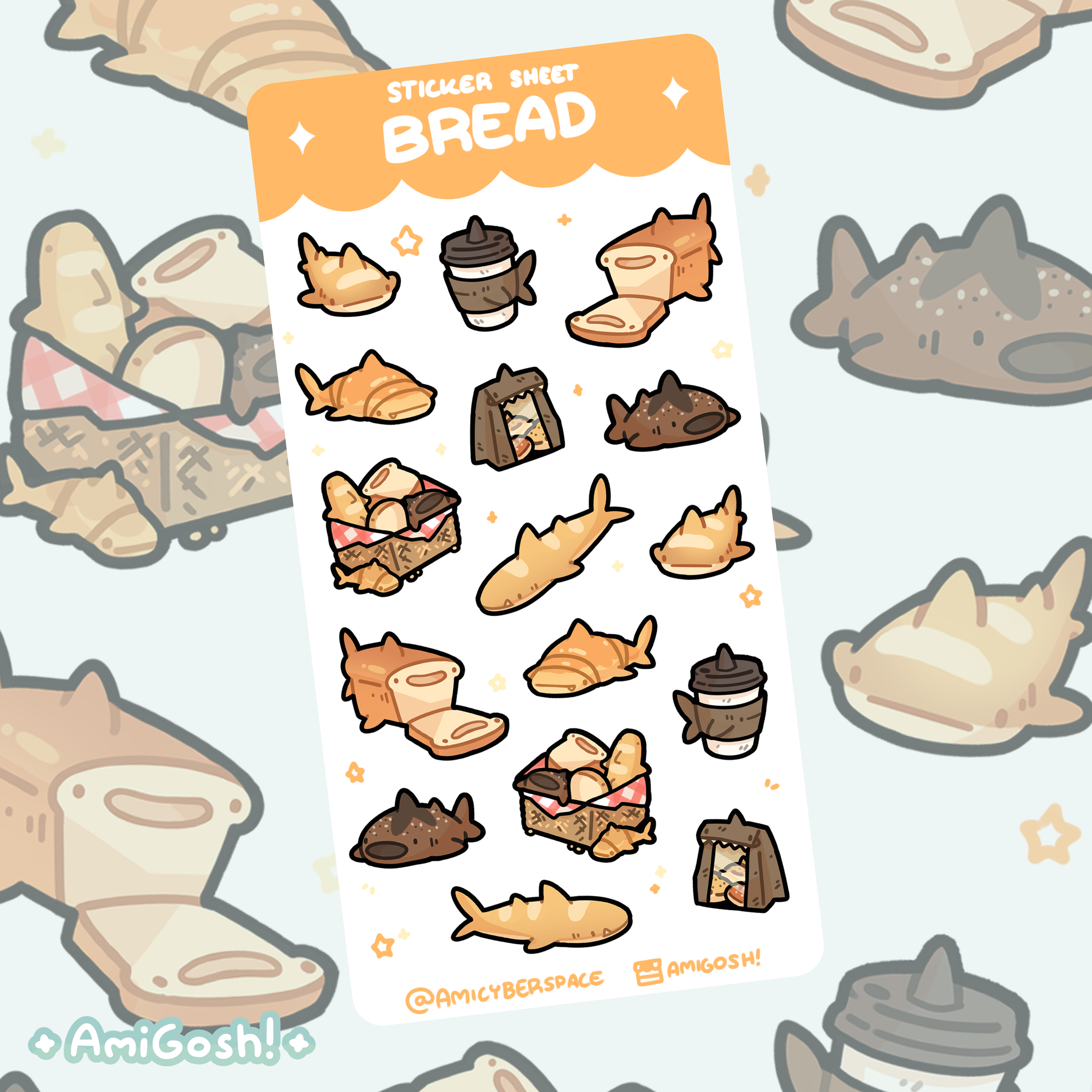 〖 Bread Sharks 〗Bread  Sharks Sticker Sheet
