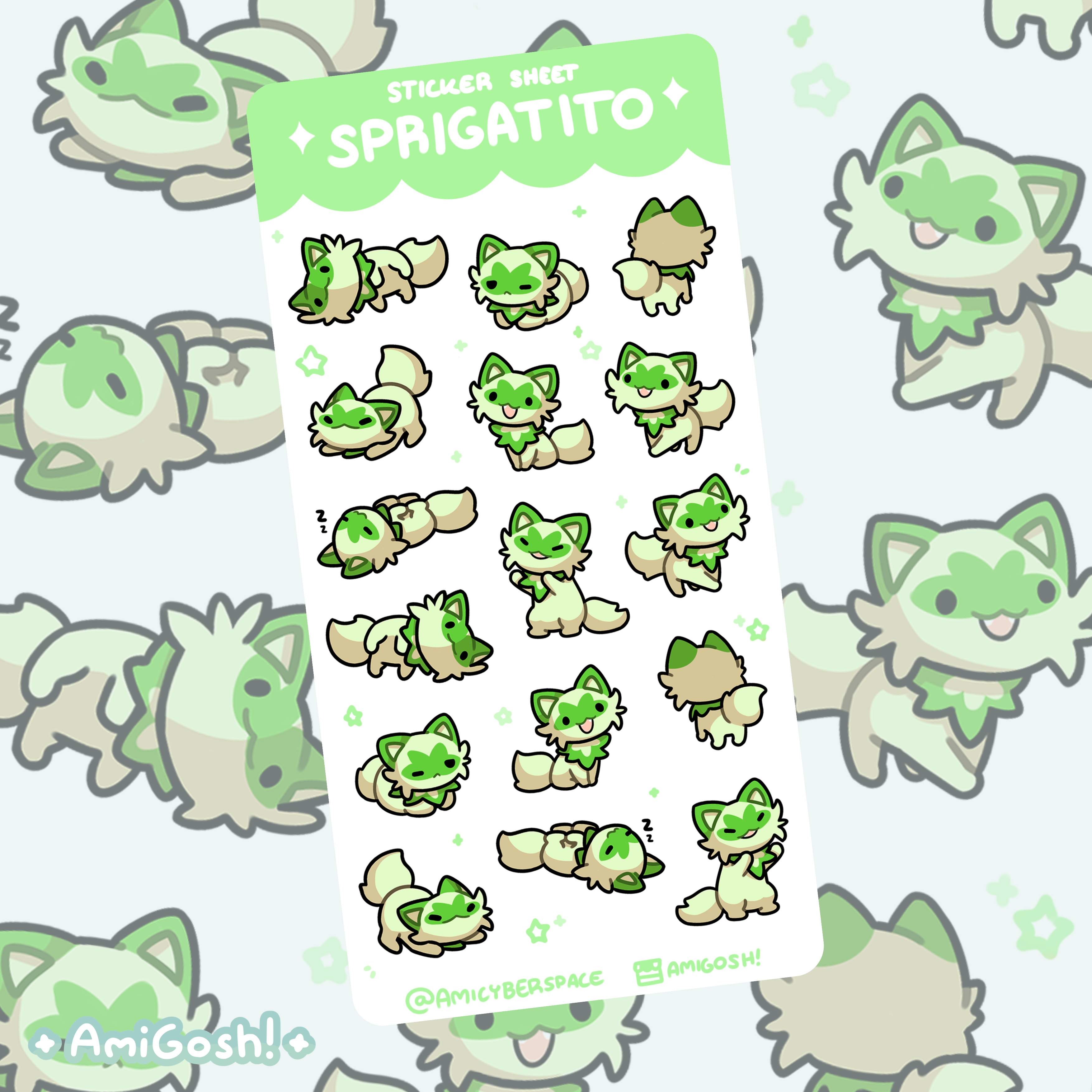 〖 Pokemon 〗Sprigatito Sticker Sheet