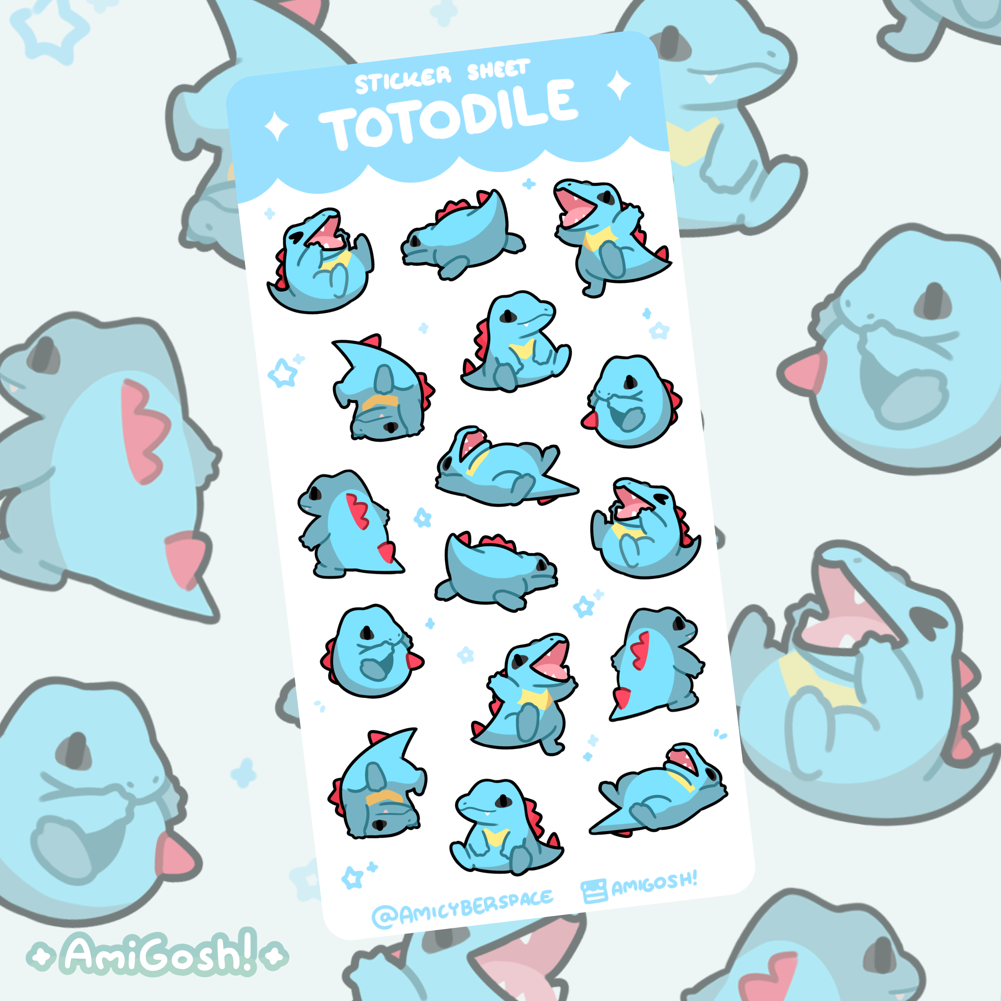 〖 Pokemon 〗Totodile Sticker Sheet