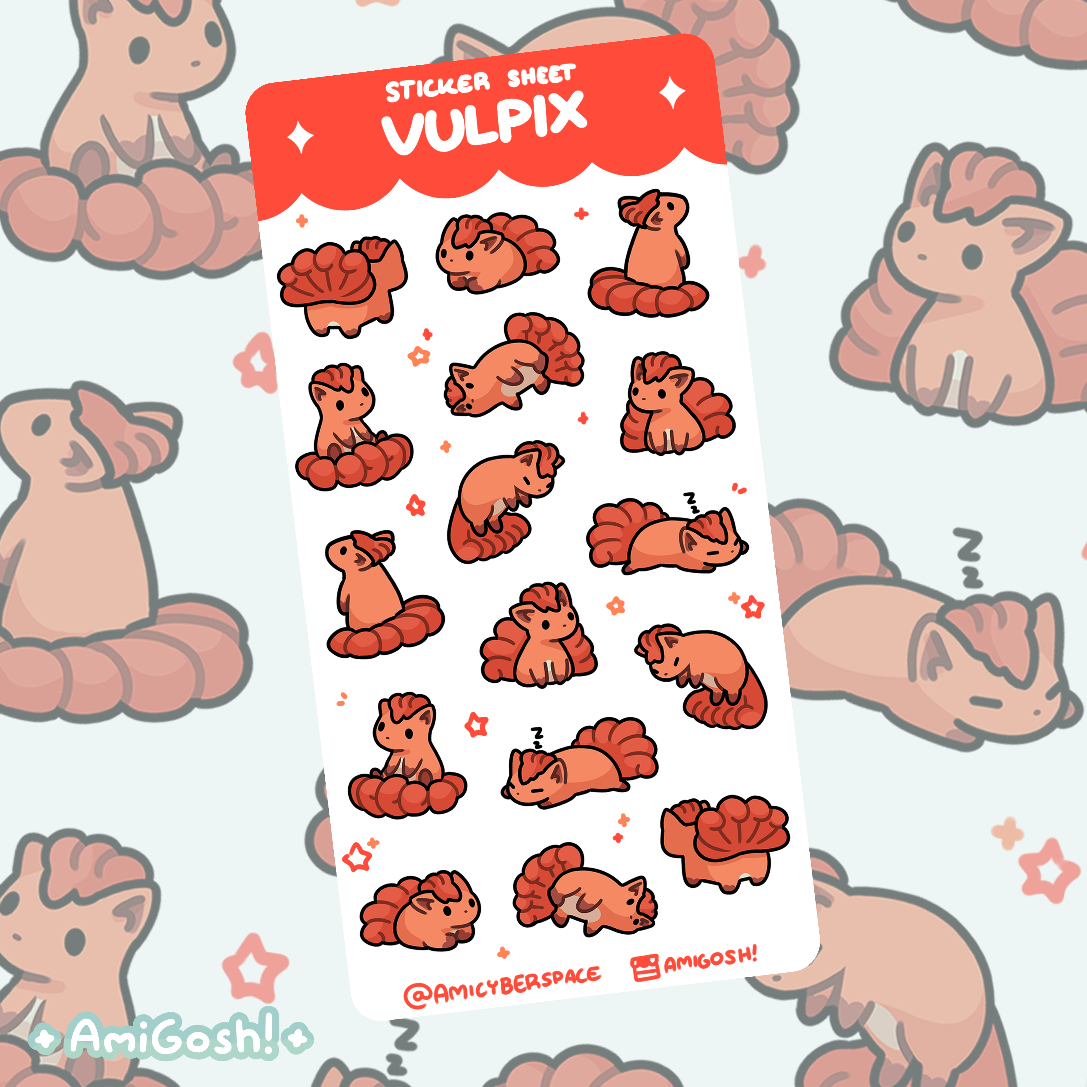 〖 Pokemon 〗Vulpix Sticker Sheet