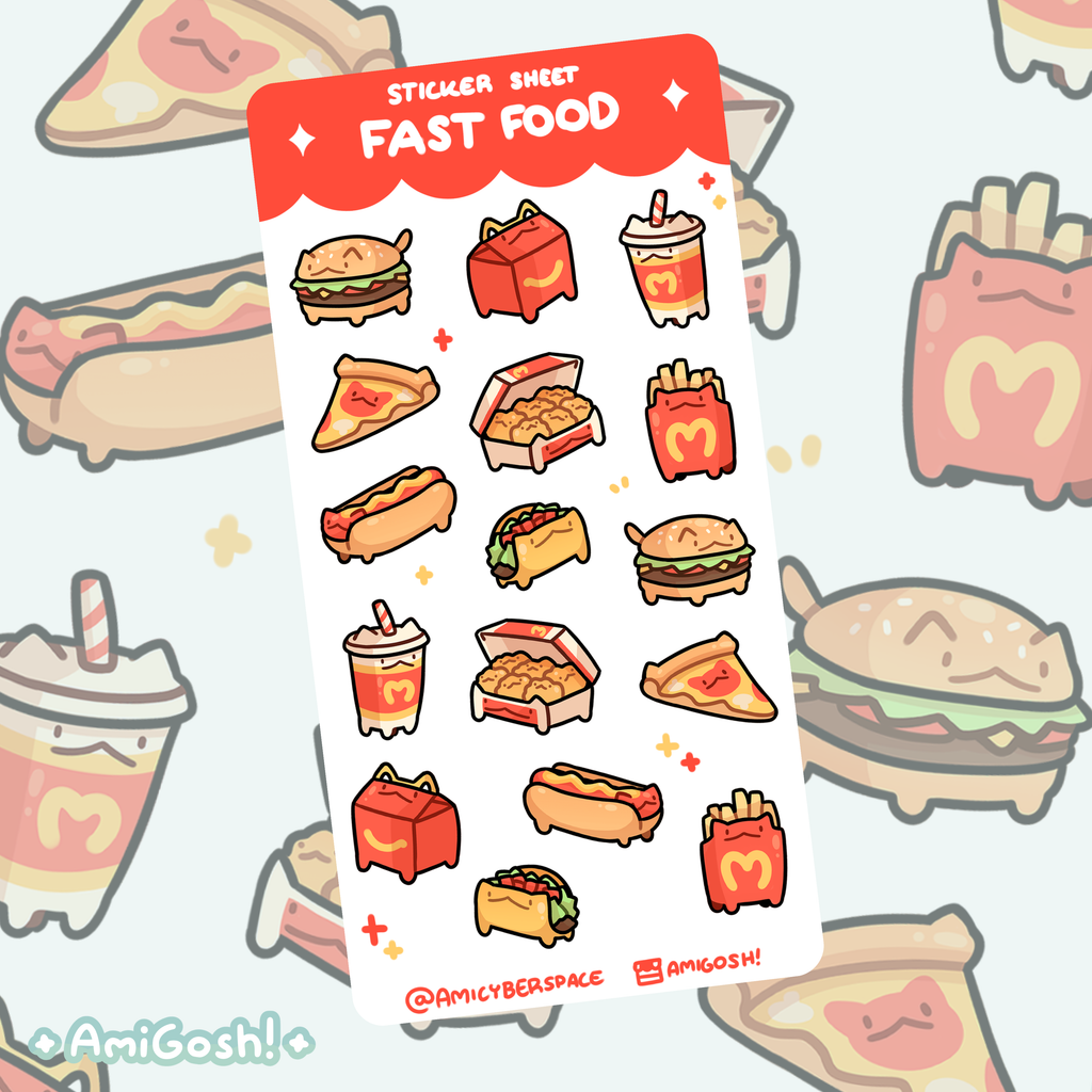 〖 Fast Food Cats 〗Sticker Sheet
