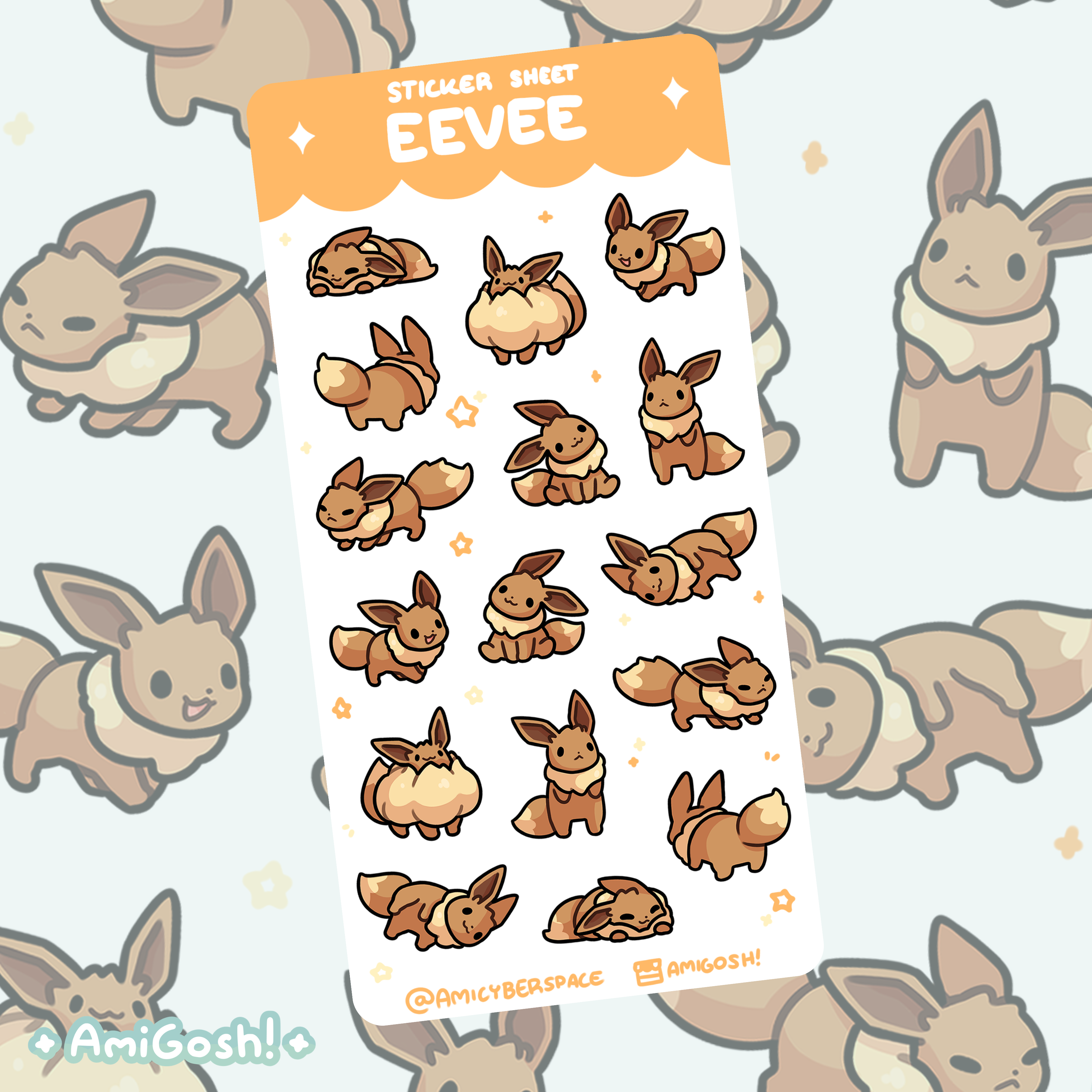 〖 Pokemon 〗Eevee Sticker Sheet