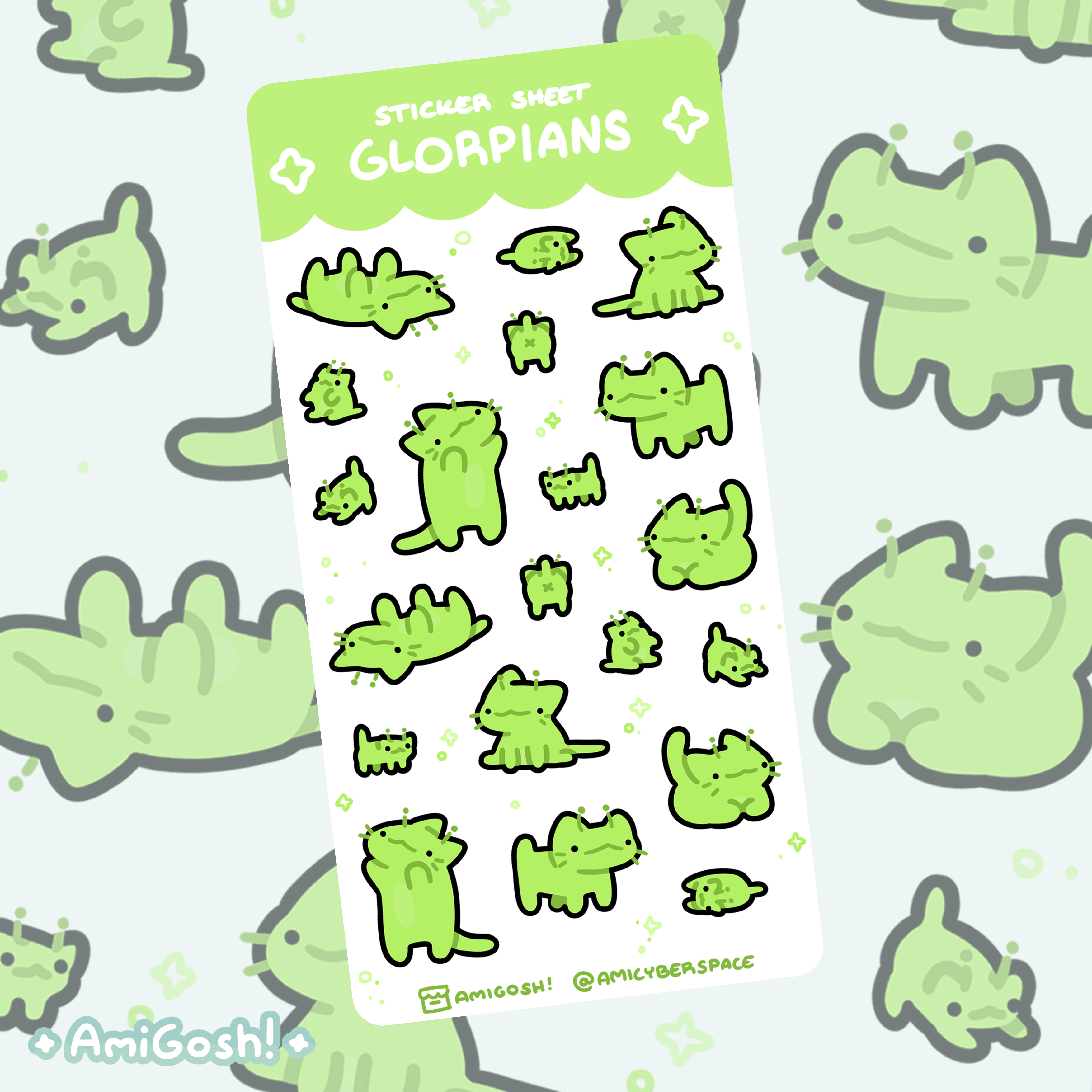 〖 Glorp 〗Alien Cat Sticker Sheet