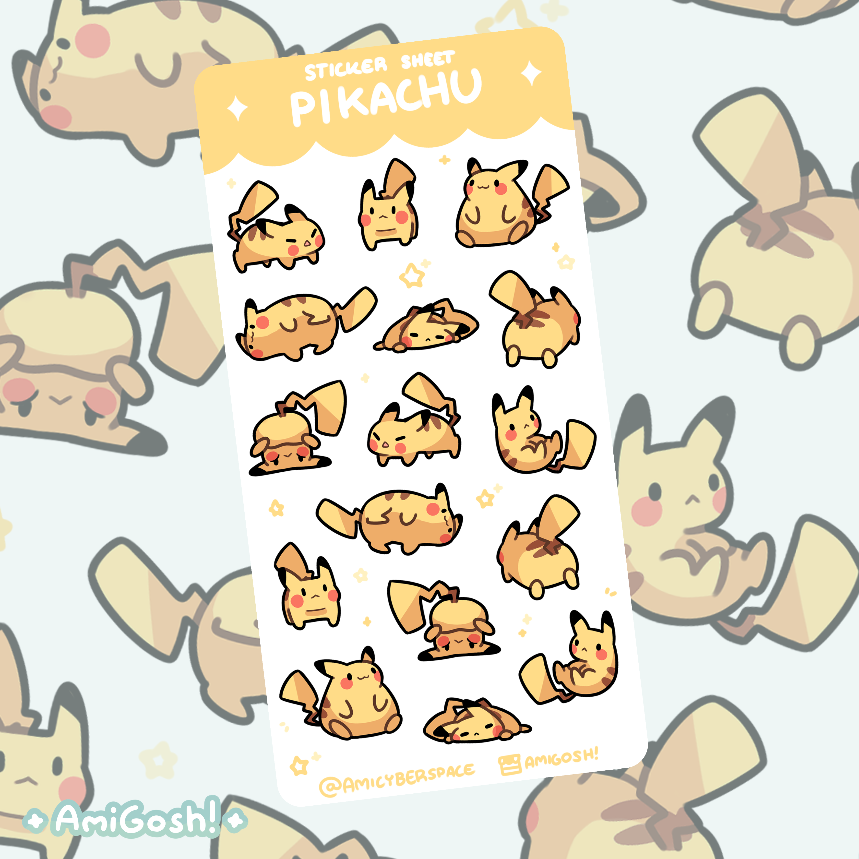 〖 Pokemon 〗Pikachu Sticker Sheet